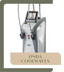 <p>Onda Coolwaves Possui uma ação regeneradora e tonificante, mas não invasiva. Com revolucionária tecnologia italiana de micro-ondas da Deka, elimina de forma segura e eficaz a gordura localizada em todo o corpo, começando pelos braços, abdômen, coxas, ancas e outras áreas. Dissolve a gordura enquanto compacta e remodela a pele.</p>
